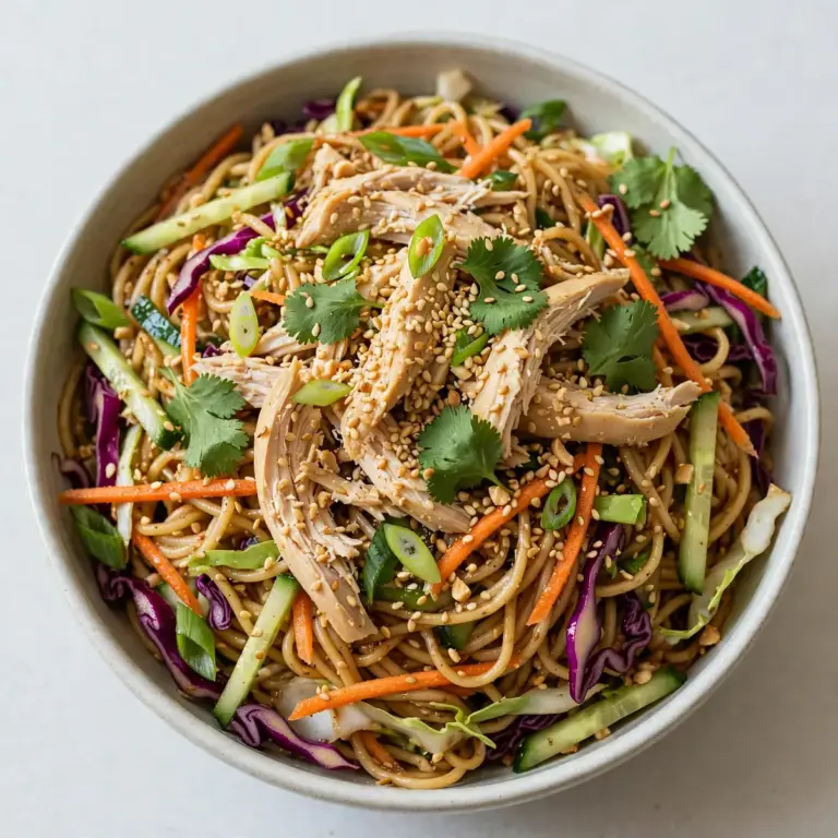 15-Minuten-Sesam-Nudelsalat mit Hähnchen Günstiges Meal Prep