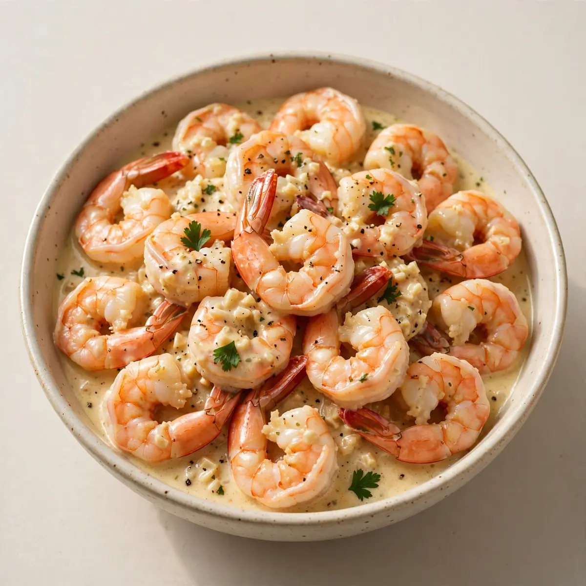 20-Minuten Cremige Knoblauch-Garnelen Günstiges Meal Prep für 3 Euro