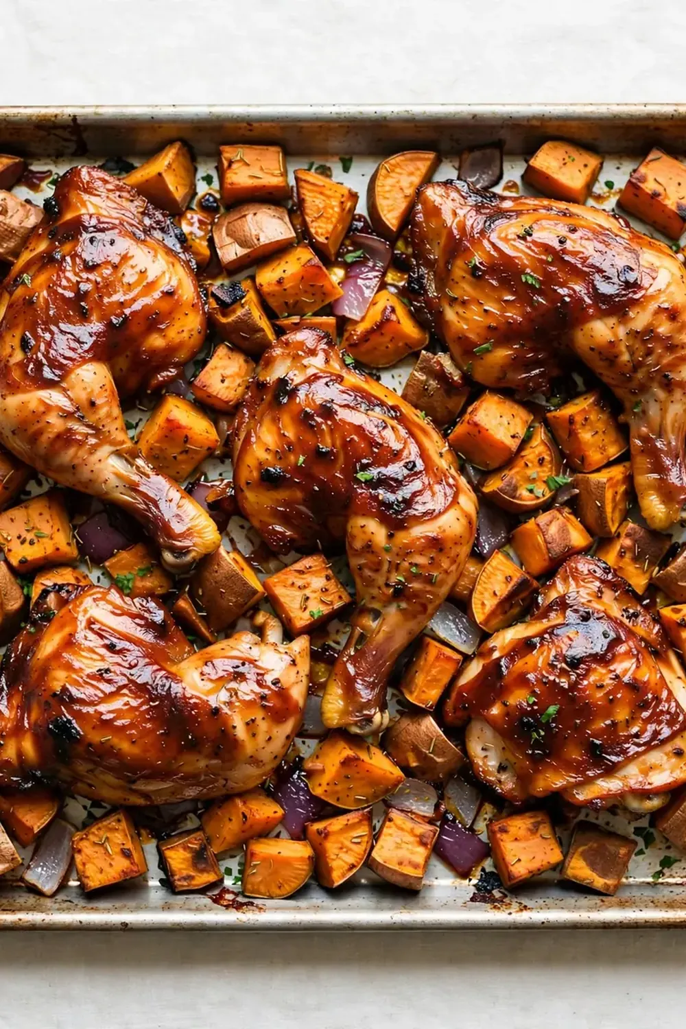 Sheet Pan BBQ Chicken and Sweet Potatoes
