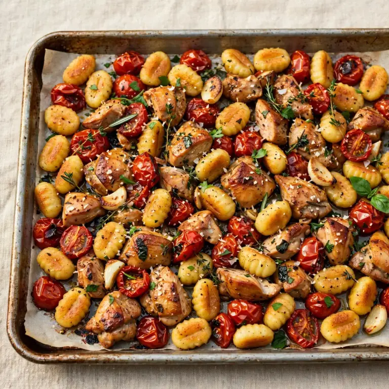 Blech-Gnocchi mit Hähnchen und Kirschtomaten: Günstiges Batch-Meal für 3 Euro pro Portion