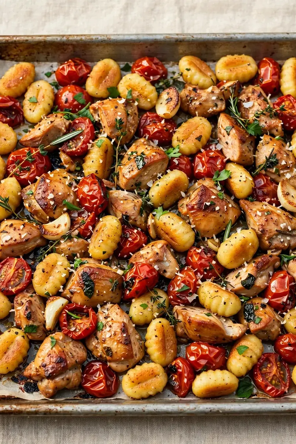 Sheet Pan Chicken Gnocchi and Tomatoes