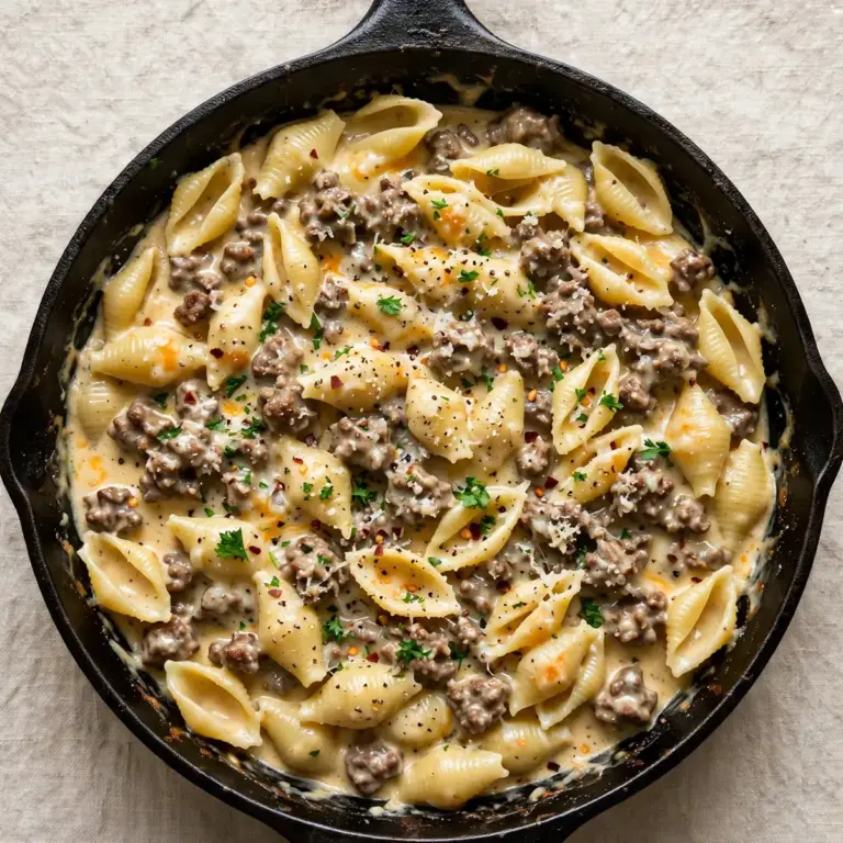 Budget Cremige Beef & Shells: 4 Portionen Meal Prep