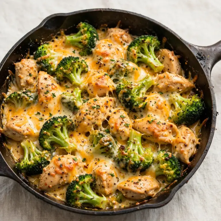 Budget-Käse-Hähnchen-Brokkoli-Pfanne für Meal Prep