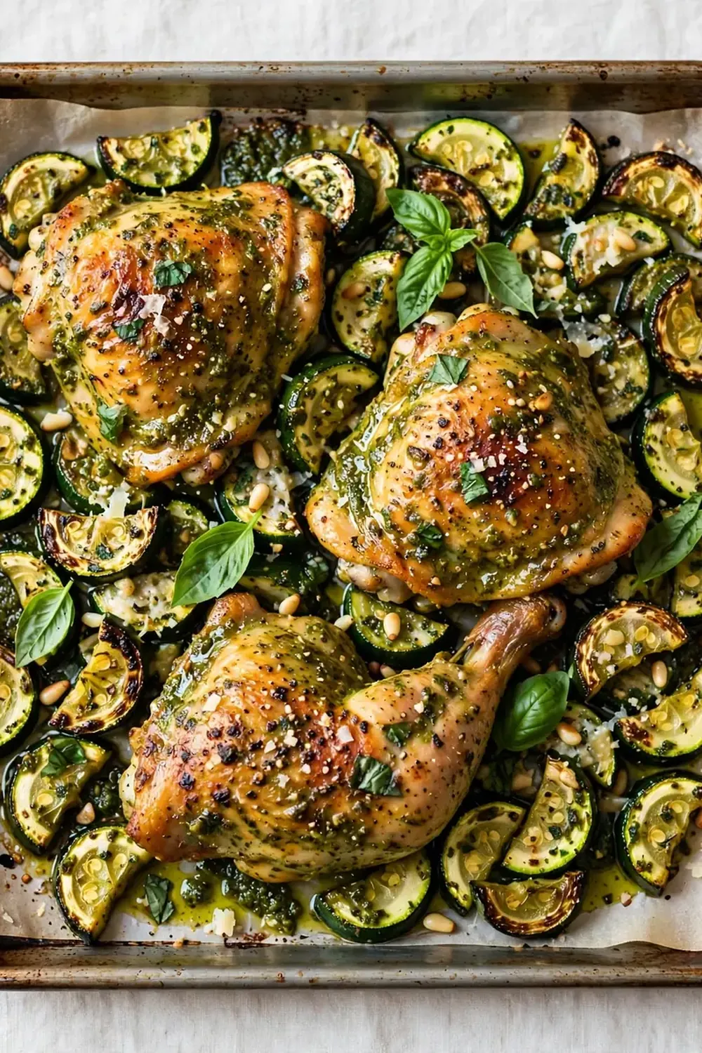 Sheet Pan Pesto Chicken and Zucchini