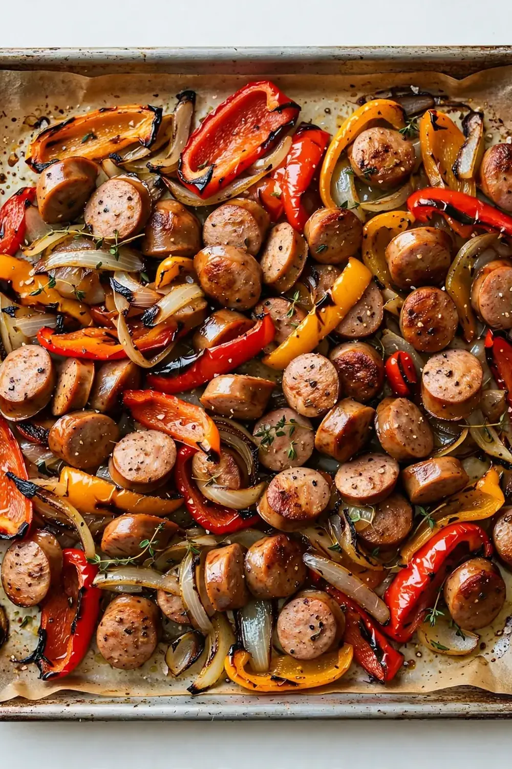 Sheet Pan Turkey Sausage, Peppers, and Onions
