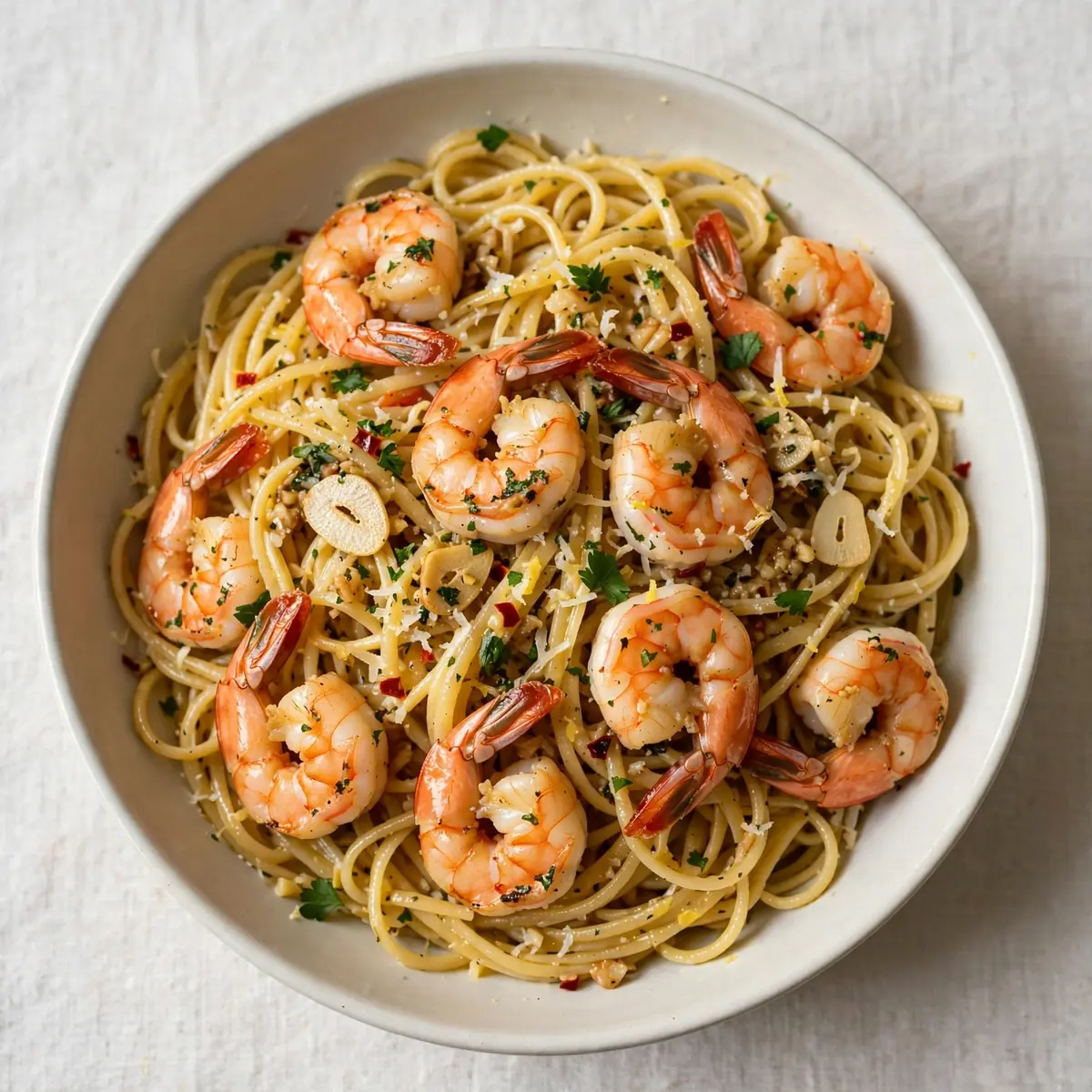 Budgetfreundliche Knoblauch-Butter-Garnelen-Pasta zum Meal Prep