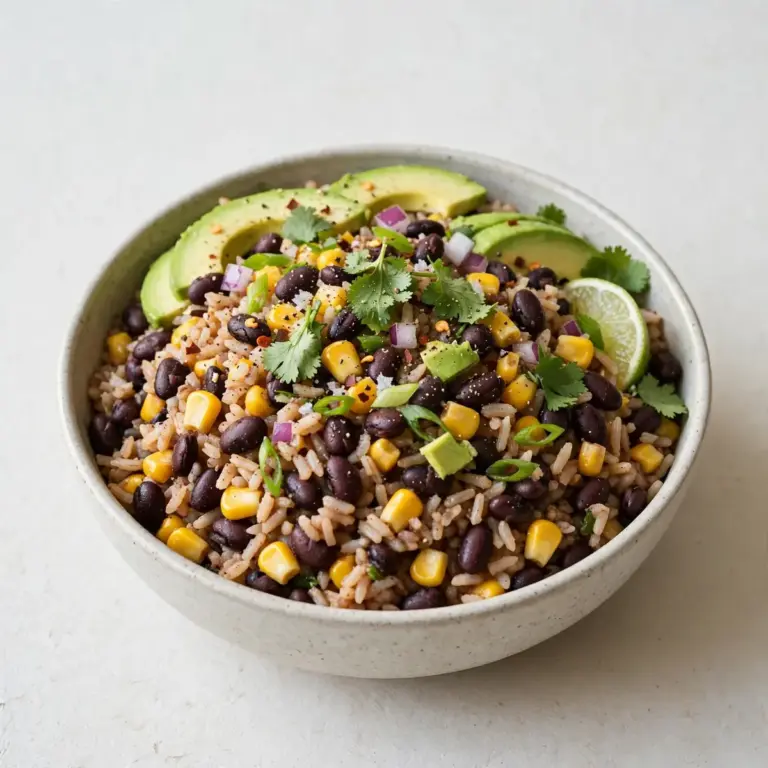 Budgetfreundliche Schwarze-Bohnen-Mais-Reis-Bowls für Meal Prep
