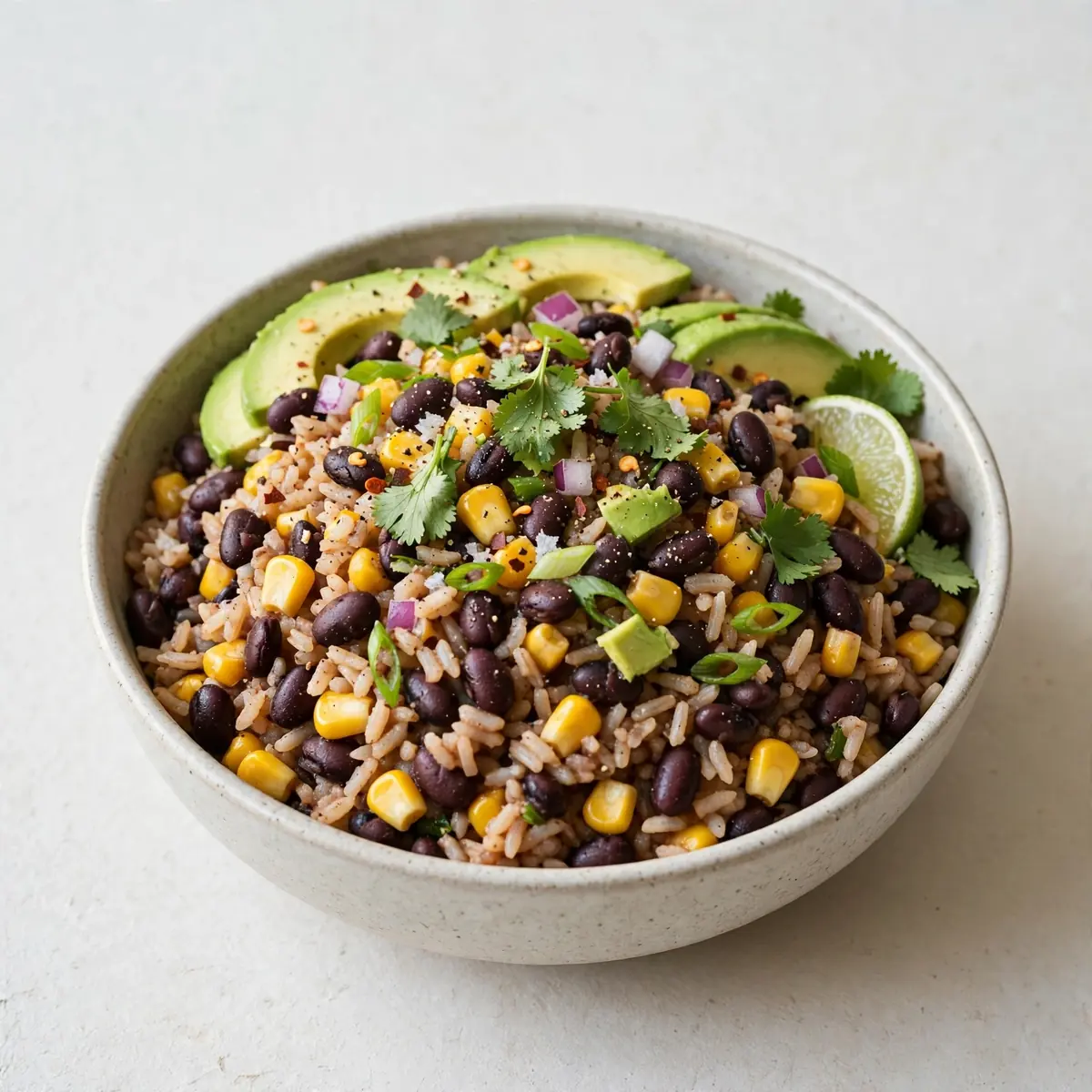 Budgetfreundliche Schwarze-Bohnen-Mais-Reis-Bowls für Meal Prep