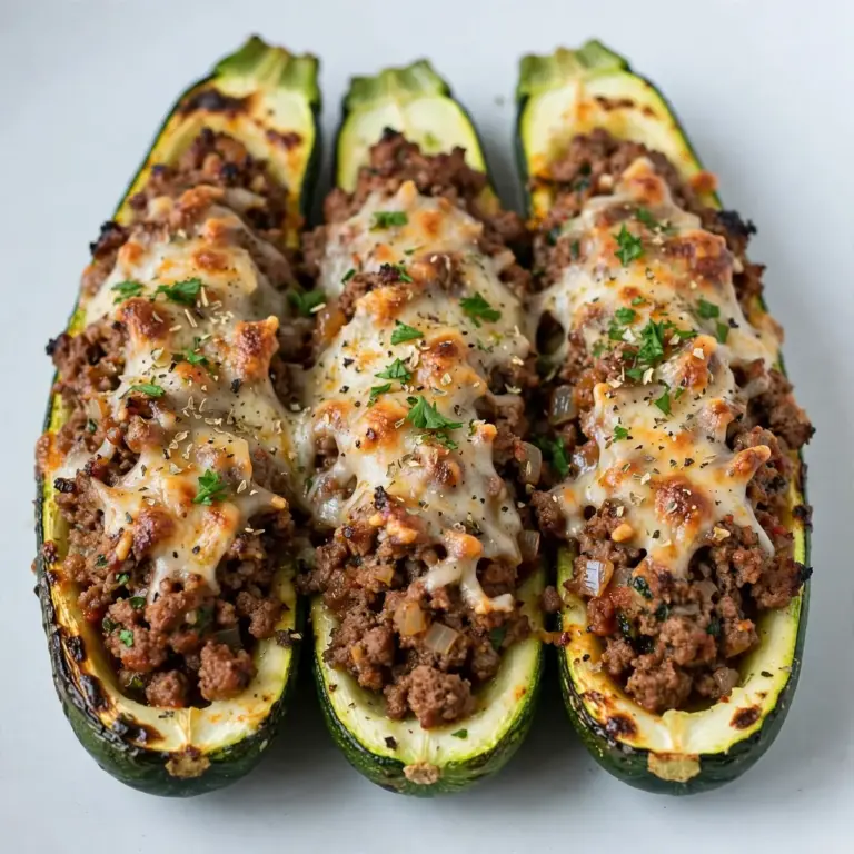 Gefüllte Zucchini-Boote mit Hackfleisch