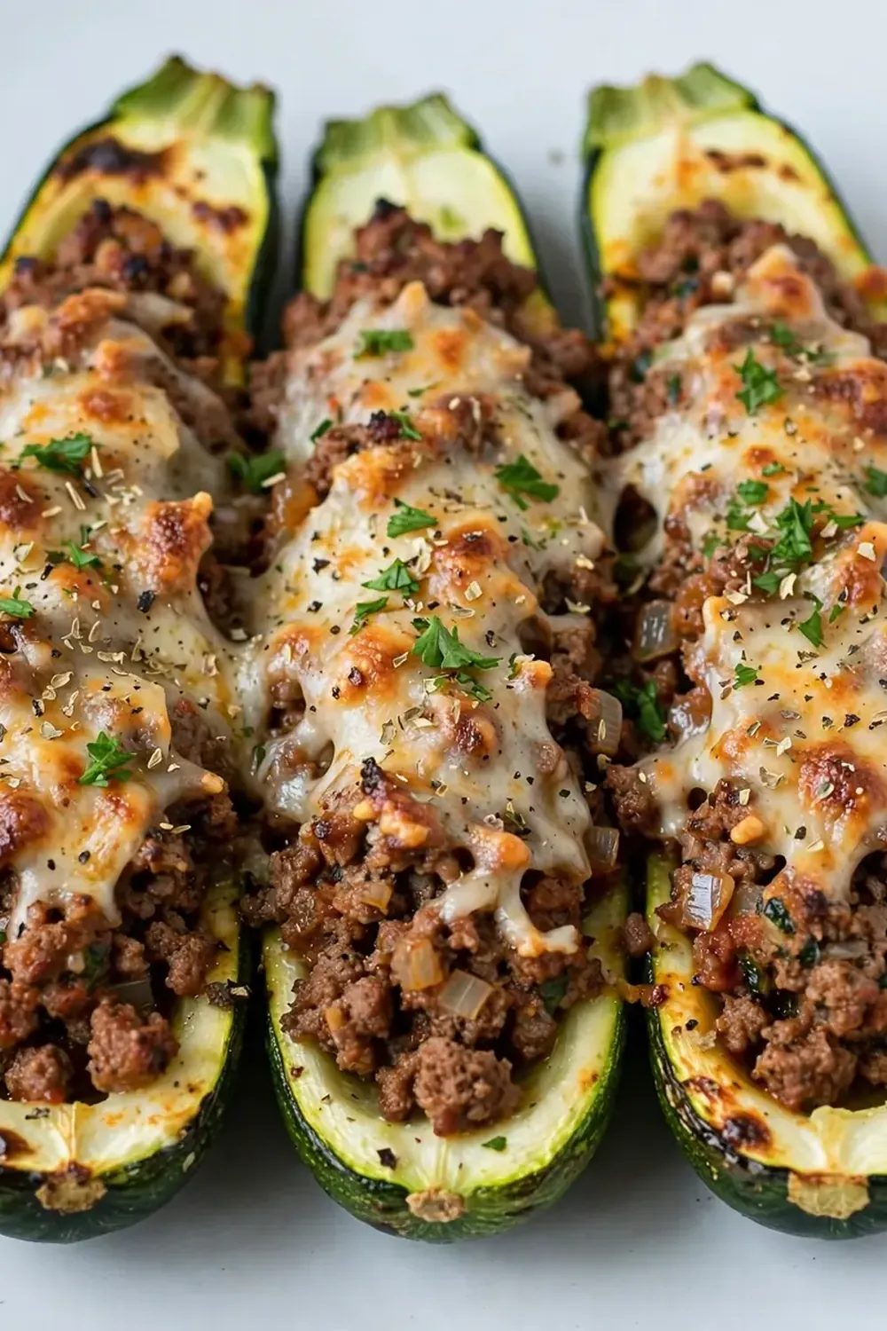 Ground Beef Stuffed Zucchini Boats