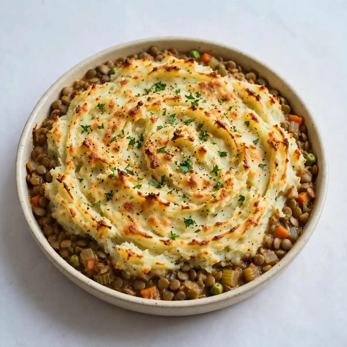 Günstiger Linsen Shepherd’s Pie zum Meal Prep