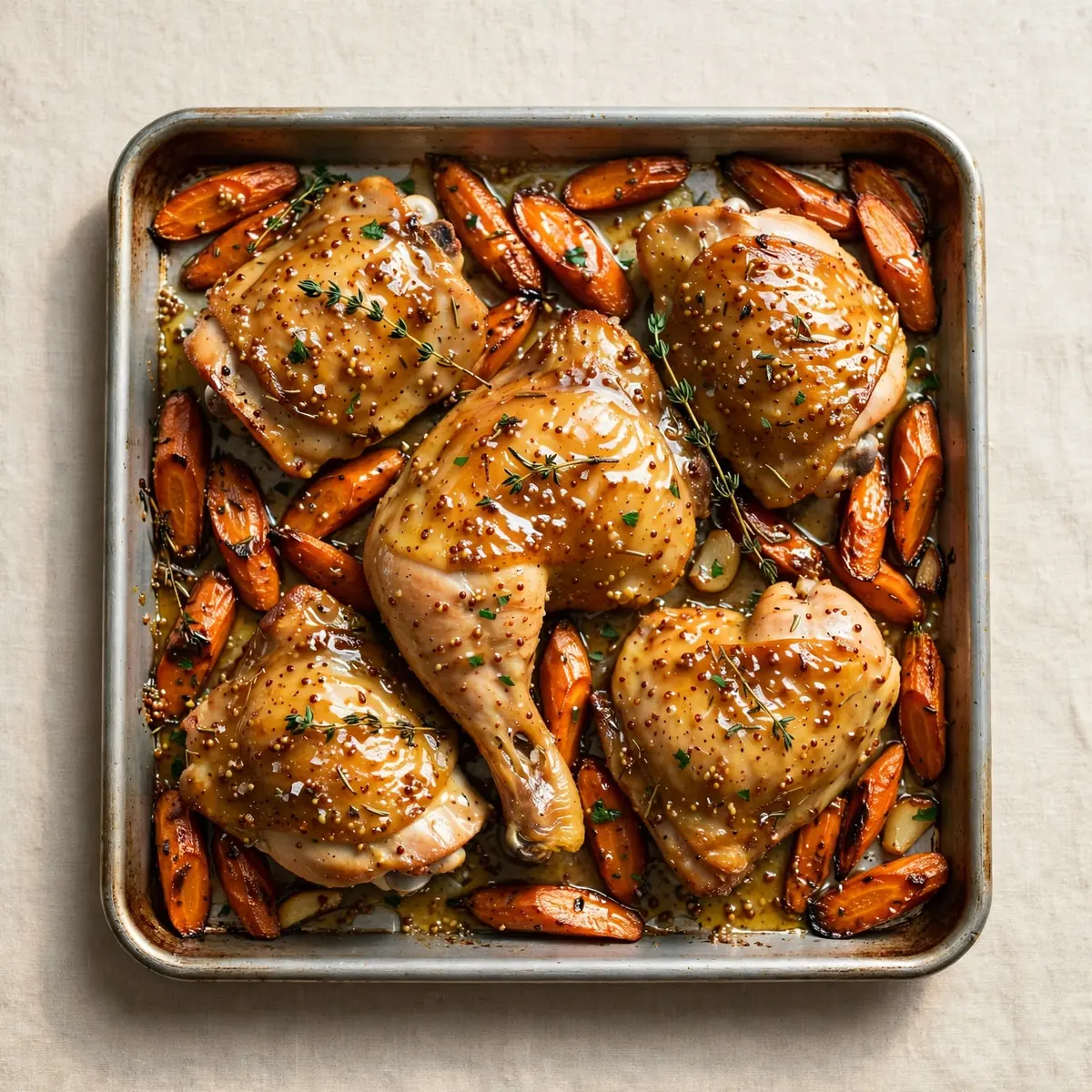 Günstiges Blech-Honig-Senf-Hähnchen mit Karotten zum Meal-Prep