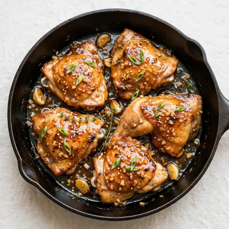 Knusprige Honey Garlic Chicken Thighs aus der Pfanne