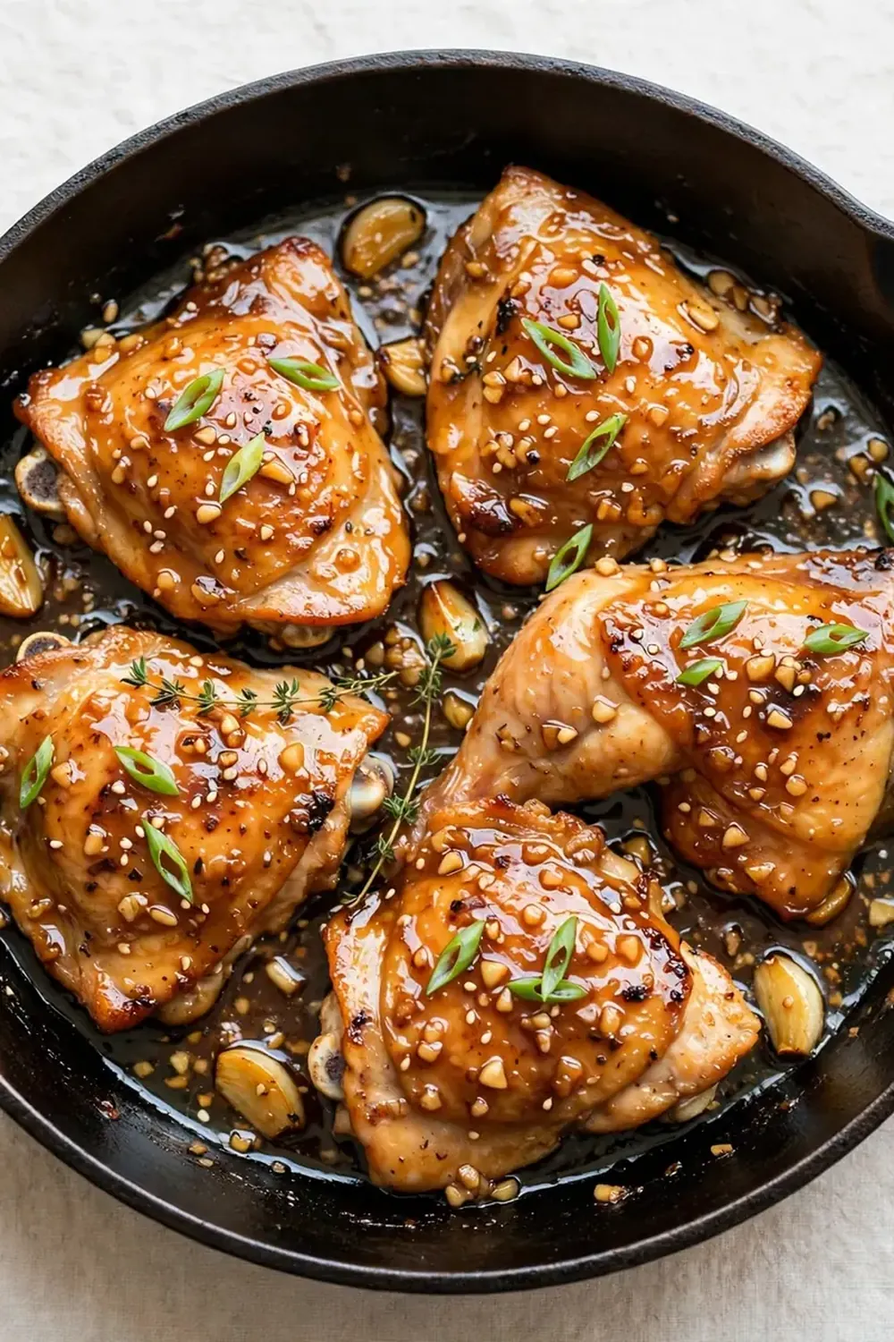 Honey Garlic Chicken Thighs Skillet