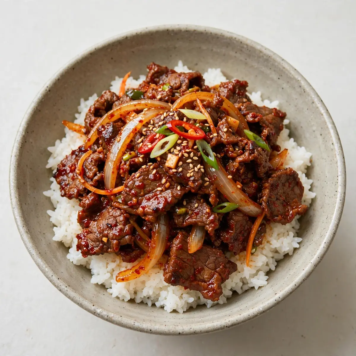 Scharfe Koreanische Beef-Bulgogi-Bowls