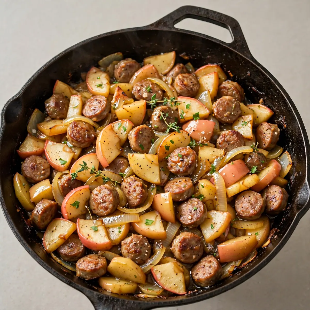 Minuten-Apfel-Wurst-Pfanne: Schnelles Familienessen