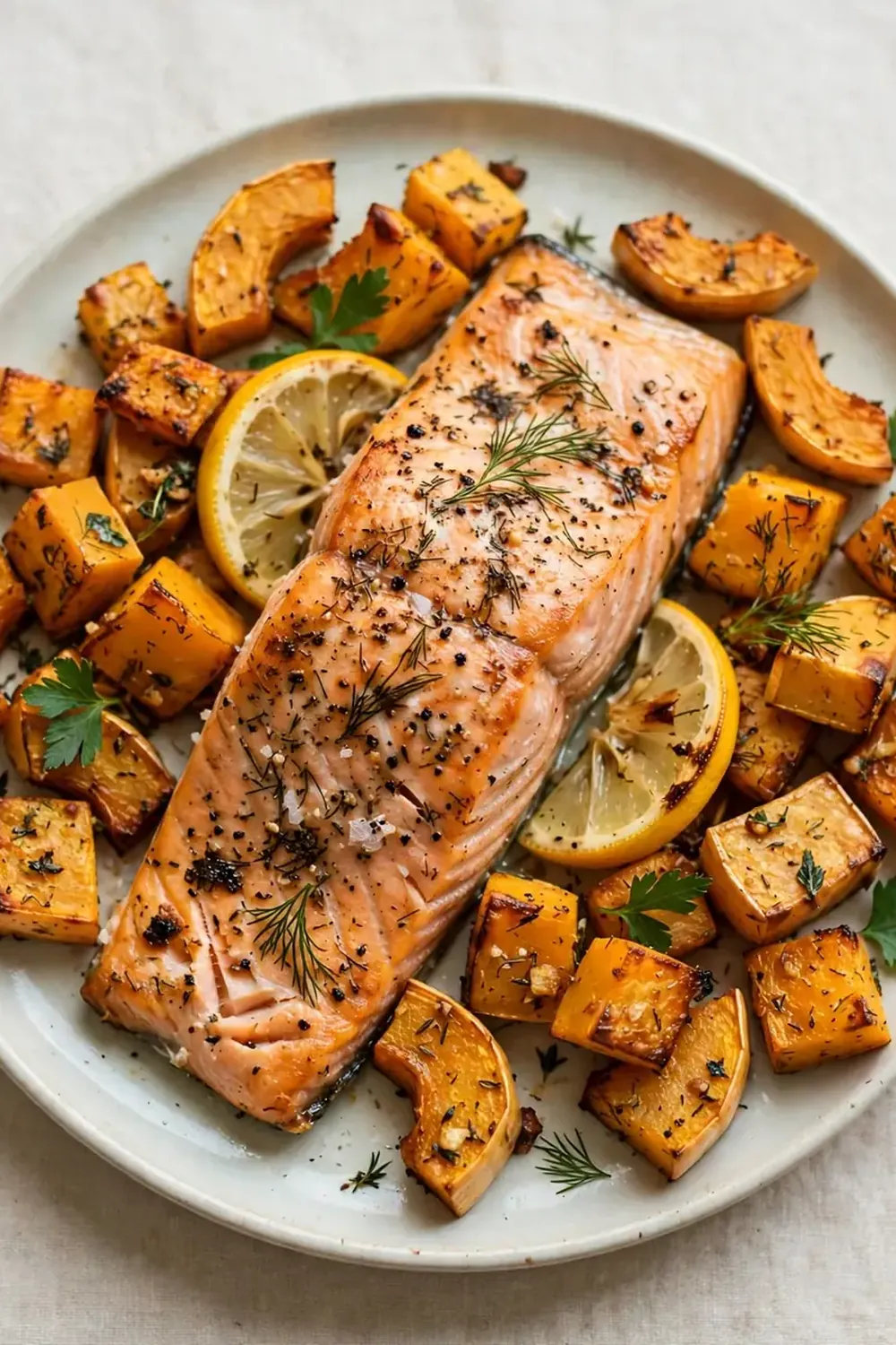 easy baked salmon with squash