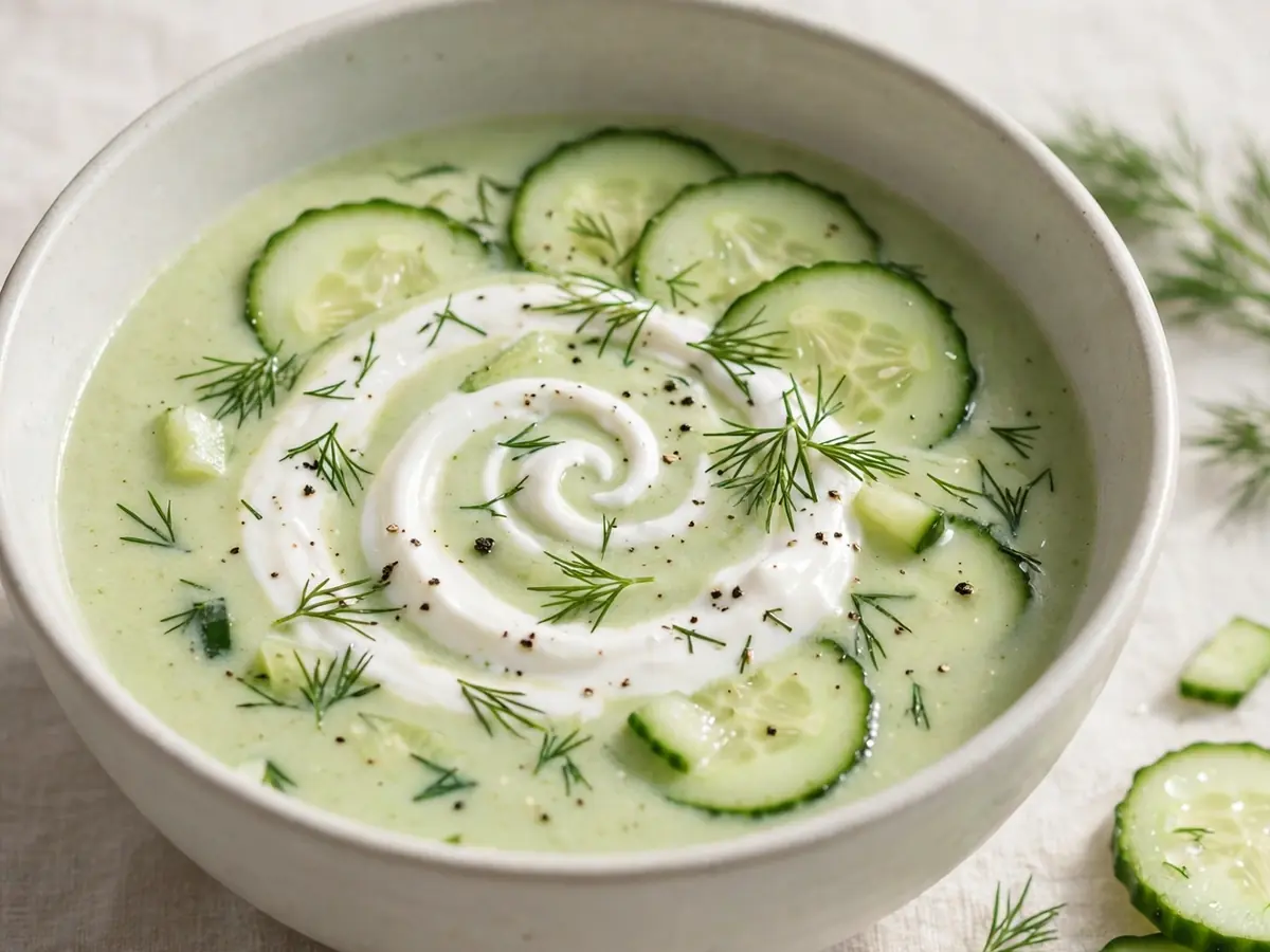 Abendessen für heiße Tage: Kalte Gurkensuppe mit Joghurt